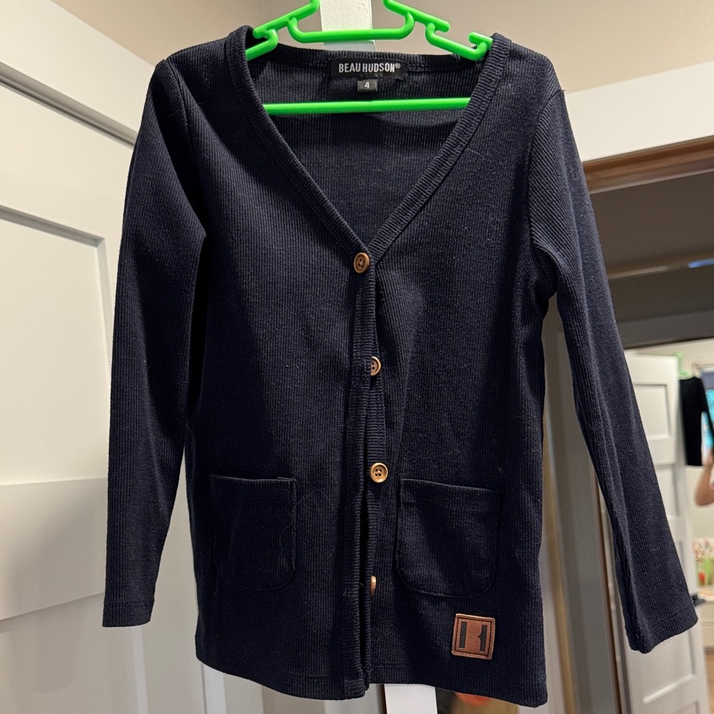 Beau Hudson navy Cardigan with Wooden Buttons